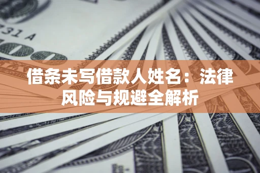 武汉借条未写借款人姓名：法律风险与规避全解析